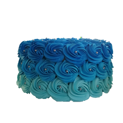 Blue Ombre Rose Cake 渐变蓝色玫瑰蛋糕