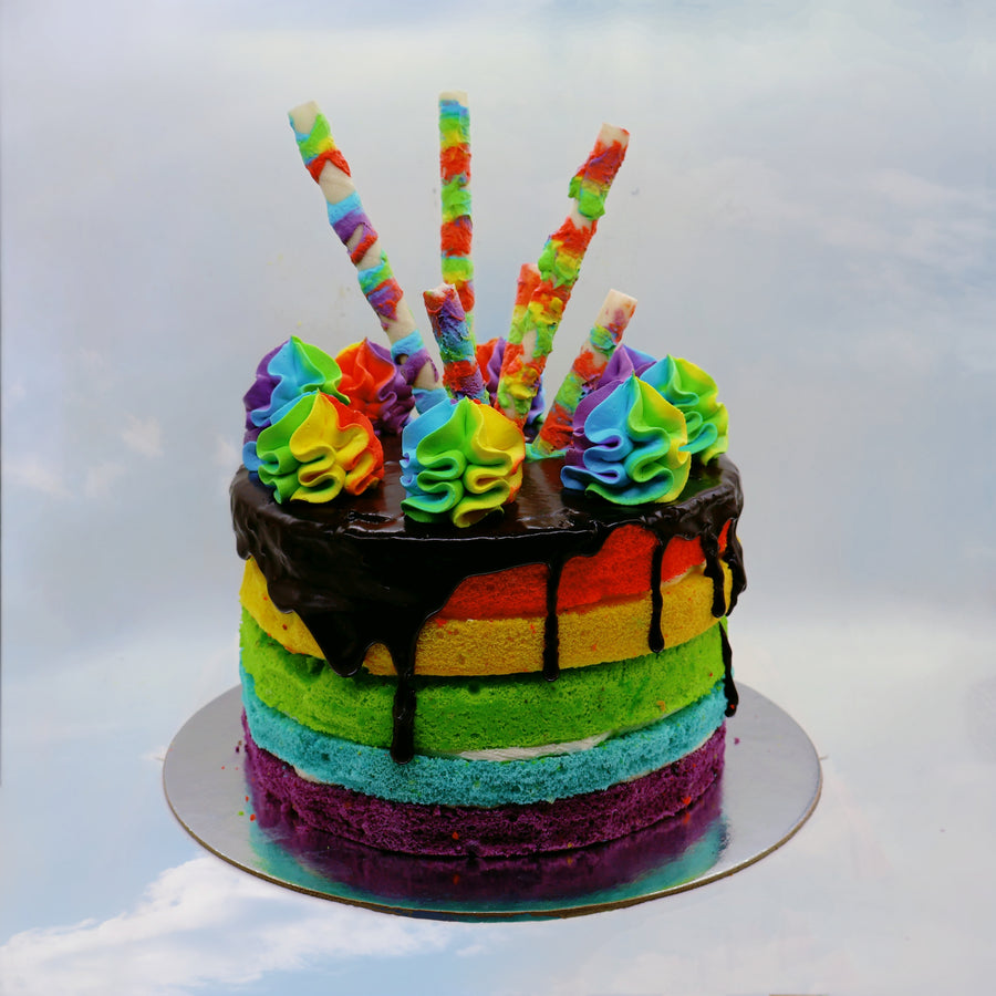 Rainbow Fireworks Naked Cake 彩虹烟花蛋糕