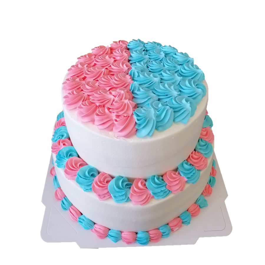 Two tier Gender reveal cake 双层宝宝性别揭晓蛋糕